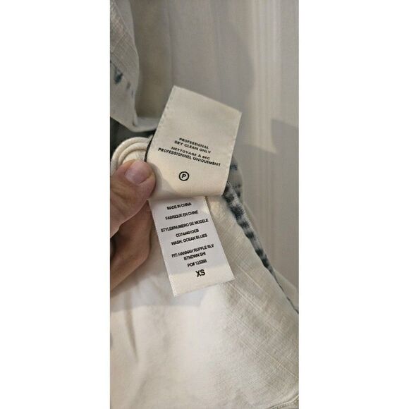 Alice + Olivia Womens Hannah White Ruffled Denim Button-Down Top Size XS - Picture 8 of 9